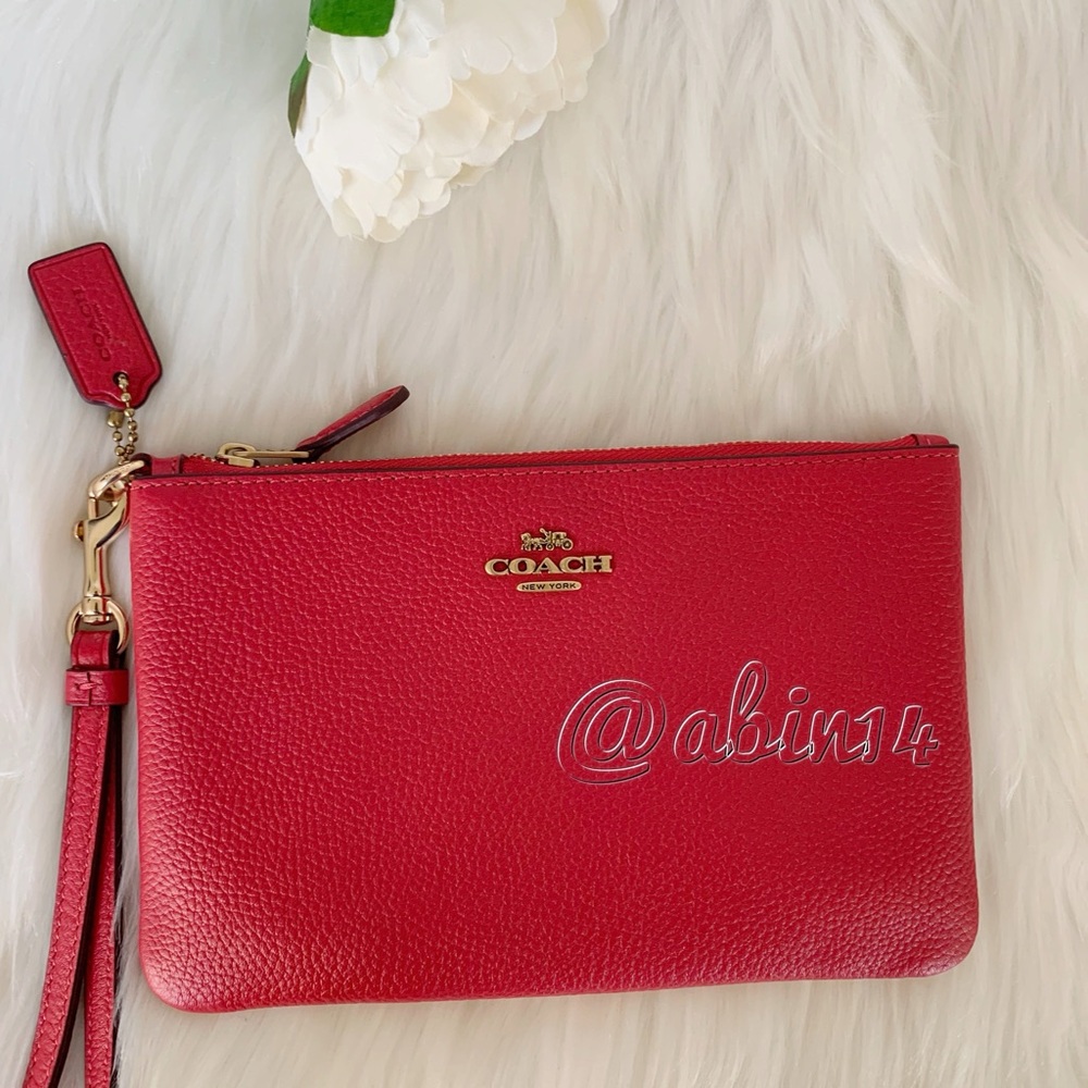 NWT Coach Red Leather Wristlet